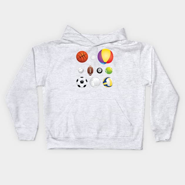 Sport Balls Kids Hoodie by AnnArtshock